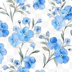 蓝粉春天图片_水彩无缝图案与勿忘我春天的花朵