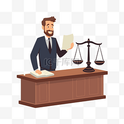装着图片_法律剪贴画律师站在桌前，拿着法