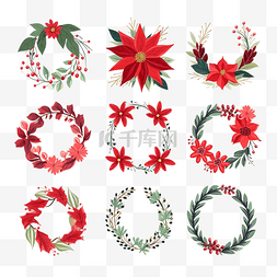 红花卡图片_明亮的冬季卡片与圣诞花环