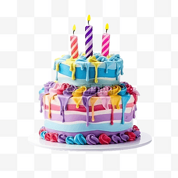 色彩缤纷的生日蛋糕装饰