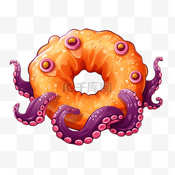 万圣节甜甜圈与章鱼插图的触手