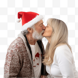 中年夫妻图片_圣诞假期期间在家与成年夫妇亲吻