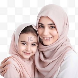 母亲和女儿戴头巾
