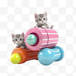 猫玩具图片_可爱的猫玩具 3d 渲染