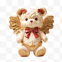 小熊翅膀图片_圣诞主题的装饰雕像，是一只长着