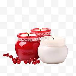 乳香精油图片_红色圣诞组合物中的白色罐子，点