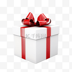 白色箱图片_有紅絲帶的白色禮物盒
