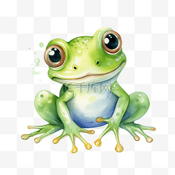 水彩青蛙可爱剪贴画