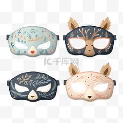 面具眼罩图片_一套带有独角兽图案的睡眠面罩