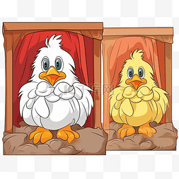 公母鸡图片_卡通插图一只母鸡正在她的笼子书