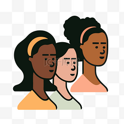 三个黑头发白背景的女人 向量
