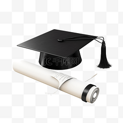 毕业帽与文凭证书卷