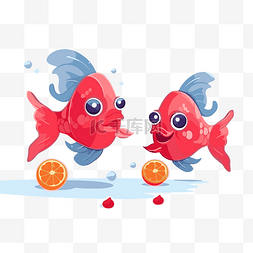 瑞典鱼剪贴画卡通鱼在橙色水果中