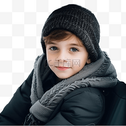 冬季路图片_可爱的男孩坐在白雪皑皑的冬季森