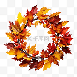 色彩缤纷的秋叶制成的感恩节快乐