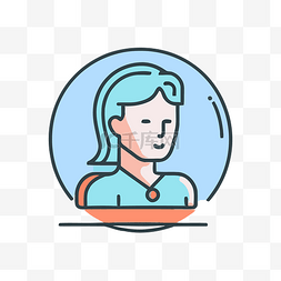 矢量界面设计图片_蓝色头发的白色圆圈中的女人的图
