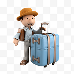 3d 人物旅行者携带行李