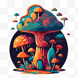 迷幻彩色图片_迷幻蘑菇 向量