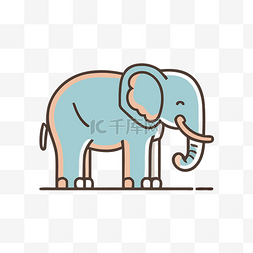 线性图标蓝色图片_蓝色和白色线条的大象 向量