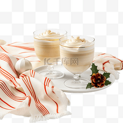 白色的餐巾图片_节日圣诞节形象，配有蛋酒眼镜和