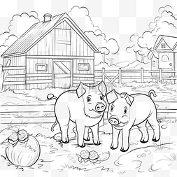 牧场栅栏图片_农田猪和小猪儿童图画书
