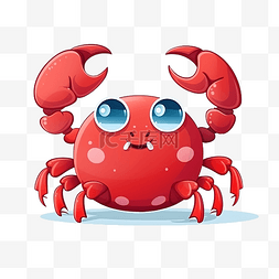 可爱的红蟹海洋动物插画
