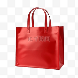 帆布包红色图片_红色购物袋与样机剪切路径隔离