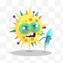可爱的流感疫苗剪贴画卡通病毒人