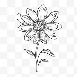 线描水彩花卉图片_在白色背景轮廓上绘制雏菊草图 