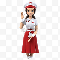 3d 渲染护士插图与同理心手势
