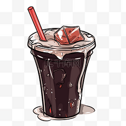 冰果汁卡通图片_可乐剪贴画 可乐在杯子里用吸管