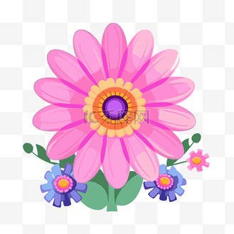 绽放剪贴画有吸引力的粉红色花朵卡通 向量