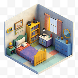 家具平面模型图片_房间模型可爱卡通图案