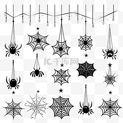 蜘蛛网和蜘蛛万圣节设置可怕的蜘
