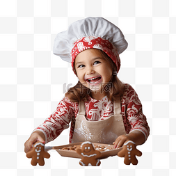 烘烤手套图片_快乐的小女孩戴着手套烘烤圣诞姜