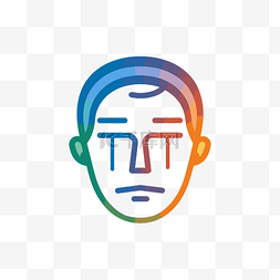 人脸彩虹标志，有眼睛和头发 向