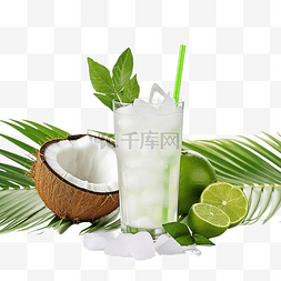 清爽椰子鸡尾酒饮料