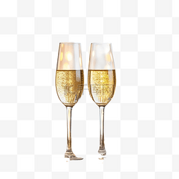 庆典香槟图片_装饰圣诞桌上的香槟杯，具有散景