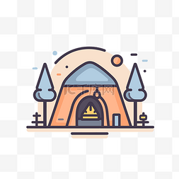 树林里的露营帐篷 向量