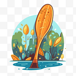 独木舟桨剪贴画桨在水面上漂浮在