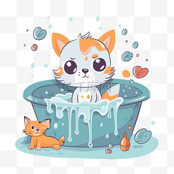 浴缸设计图片_洗澡剪贴画 kitty 猫浴缸图形设计