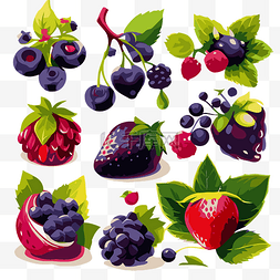 草莓味爆米花图片_浆果剪贴画 各种浆果卡通插图集 