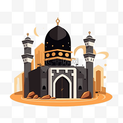 卡通中世图片_有岩石和土丘的清真寺的天房剪贴