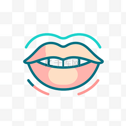 有牙齿的嘴图片_带有彩色脸和嘴的嘴图标 向量