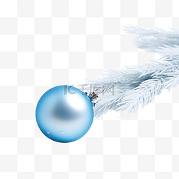 白色调色图片_蓝色圣诞树的树枝上有一个带有调