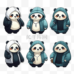 熊猫森林图片_熊猫卡通人物与衣服