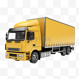 物流运输货物图片_3d 拖车集装箱卡车停放在仓库行业