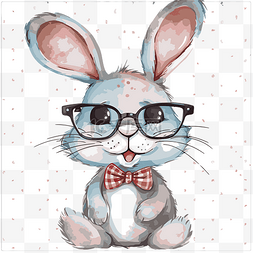 戴眼镜的兔子剪贴画可爱的戴眼镜