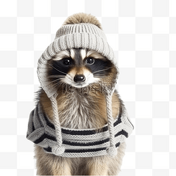 鼠年平安符图片_穿着针织毛衣和帽子的有趣动物