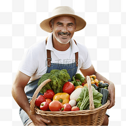 村人图片_篮子里有蔬菜的农民